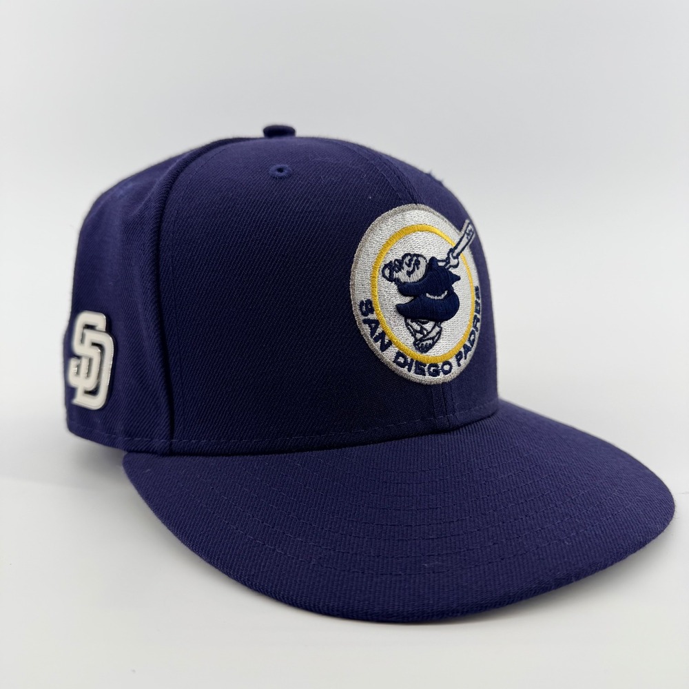 New‎ Era 59FIFTY San Diego Padres Swinging Friar Fitted Hat 7 1/4 Navy Blue Wool